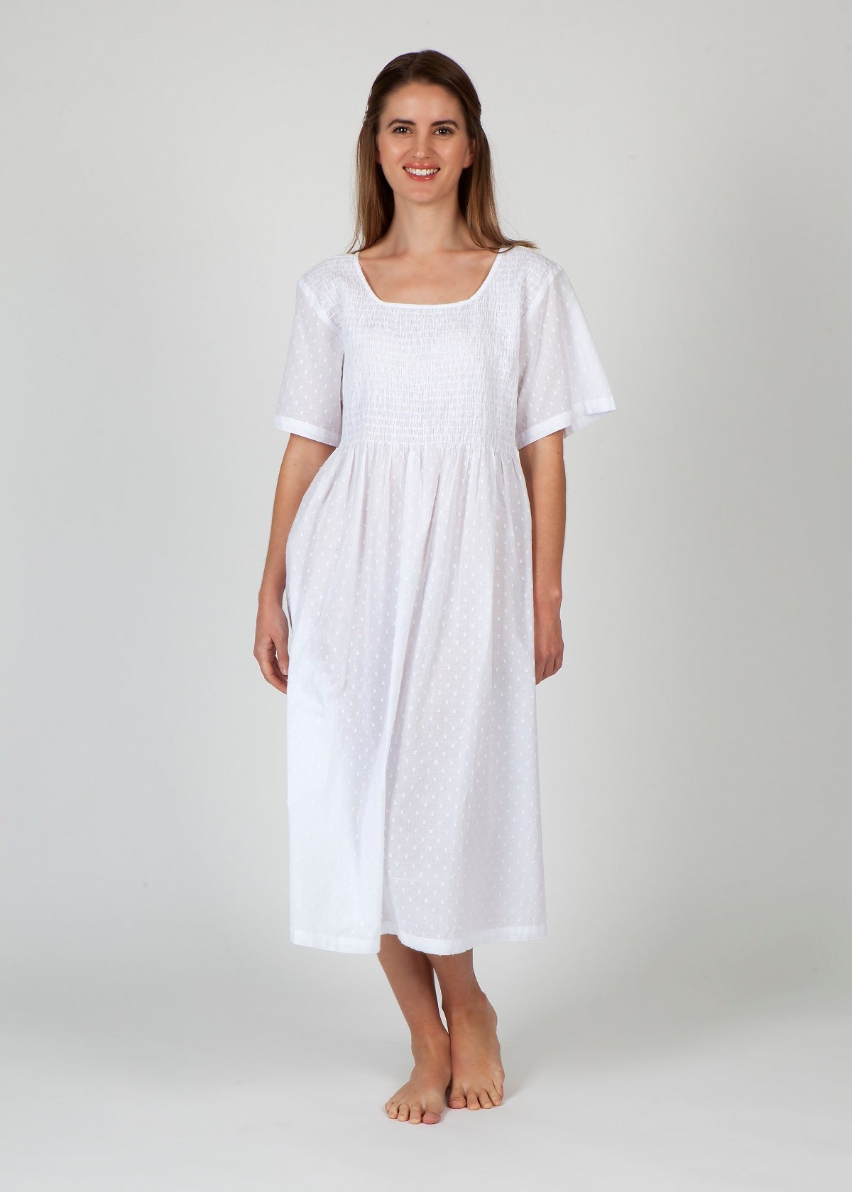 Mila 100% Cotton Nightie - White