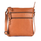 Rugged Hide Leather Zip Shoulder Bag - Lotus Tan