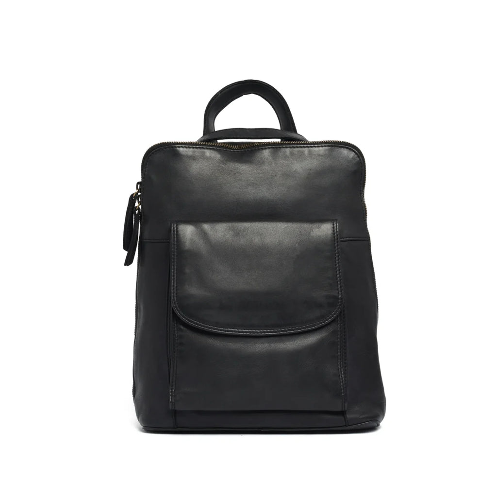 Rugged Hide Leather Backpack & Crossbody Bag - Vanessa Black
