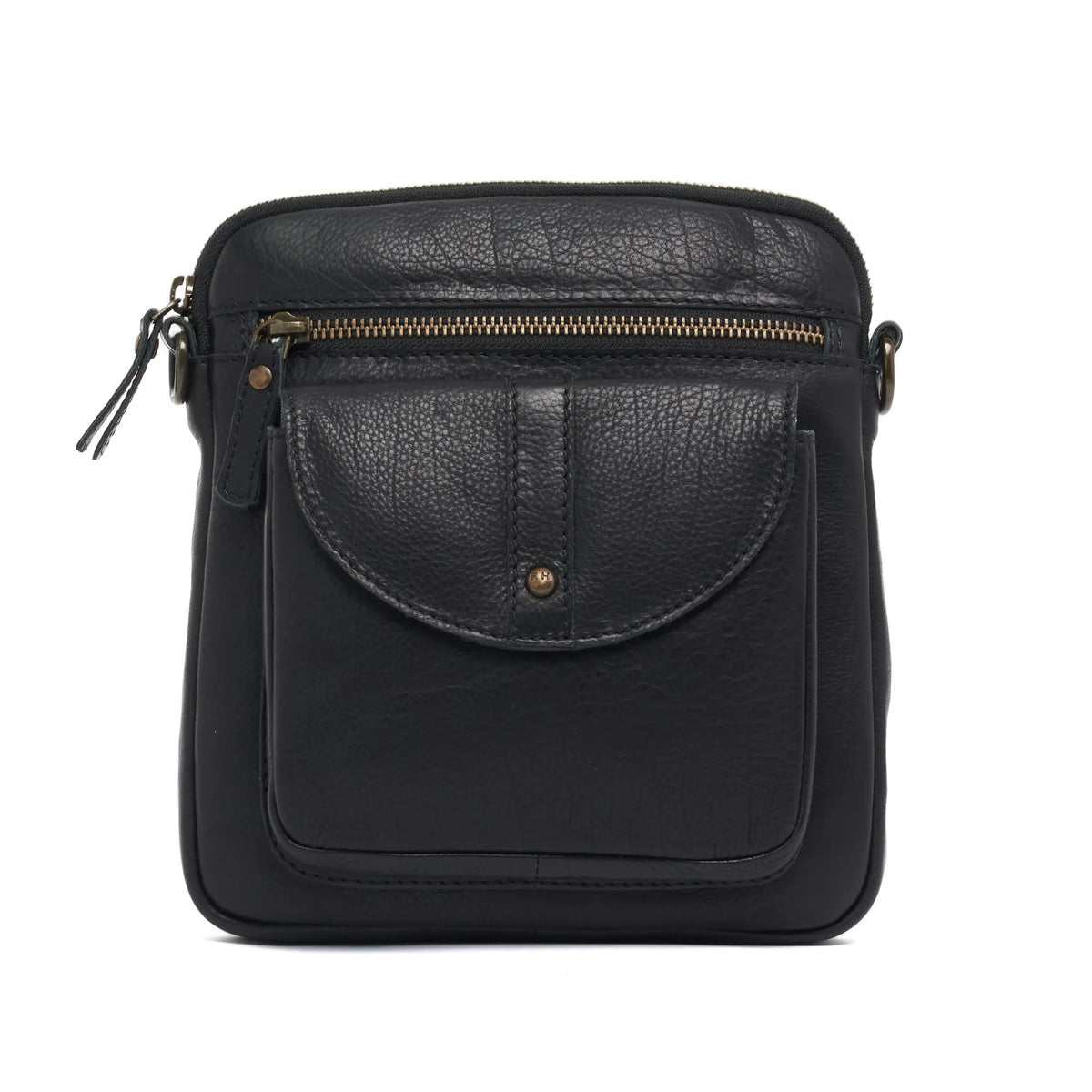 Rugged Hide Leather Crossbody Bag - Helen Black