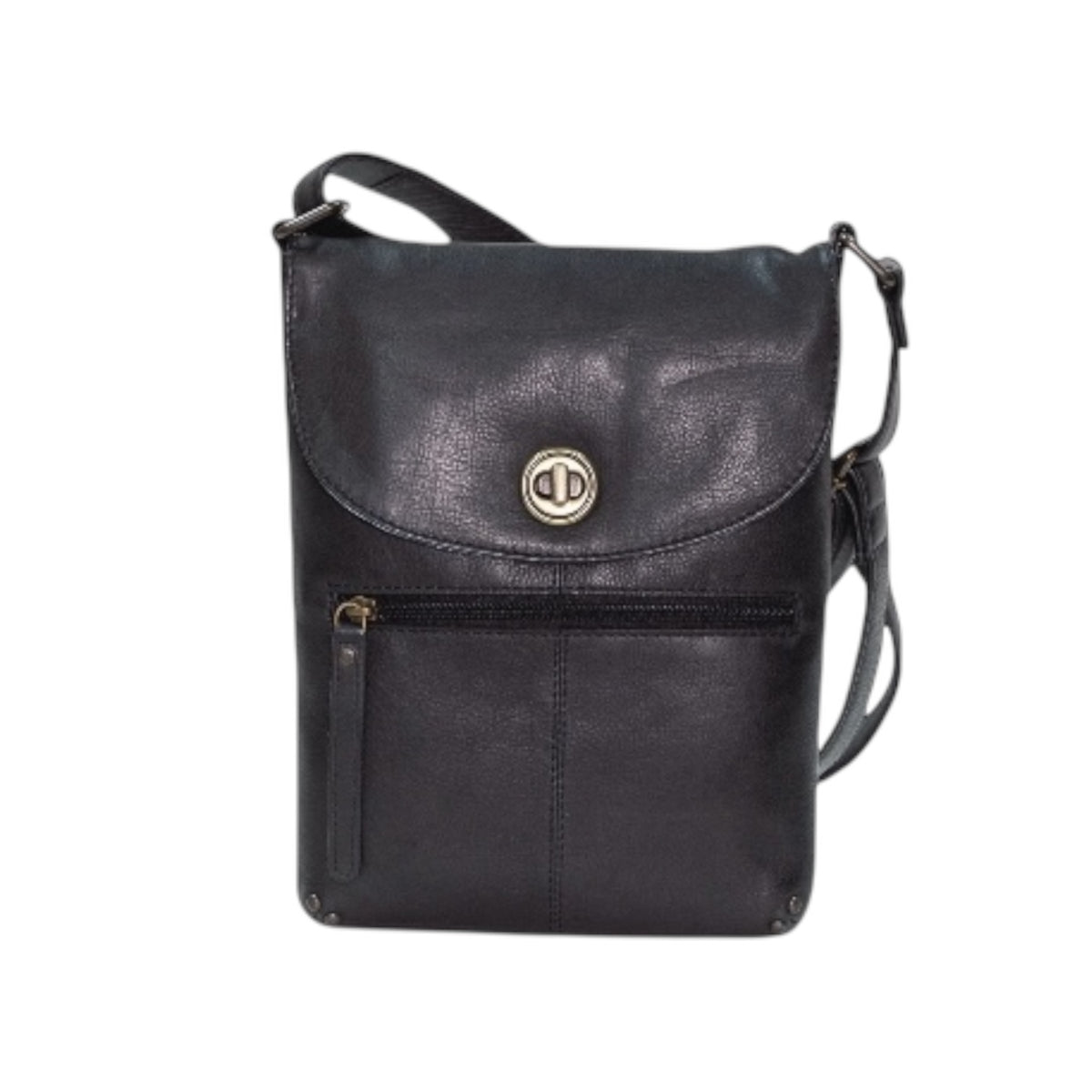 Rugged Hide Leather Crossbody Bag - Tayla Black
