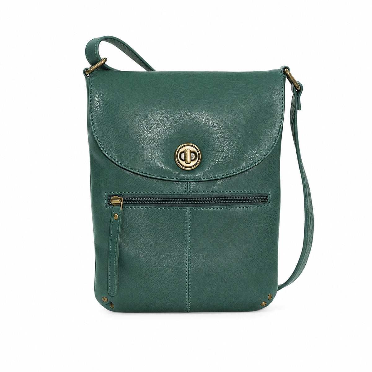 Rugged Hide Leather Crossbody Bag - Tayla Pine Green