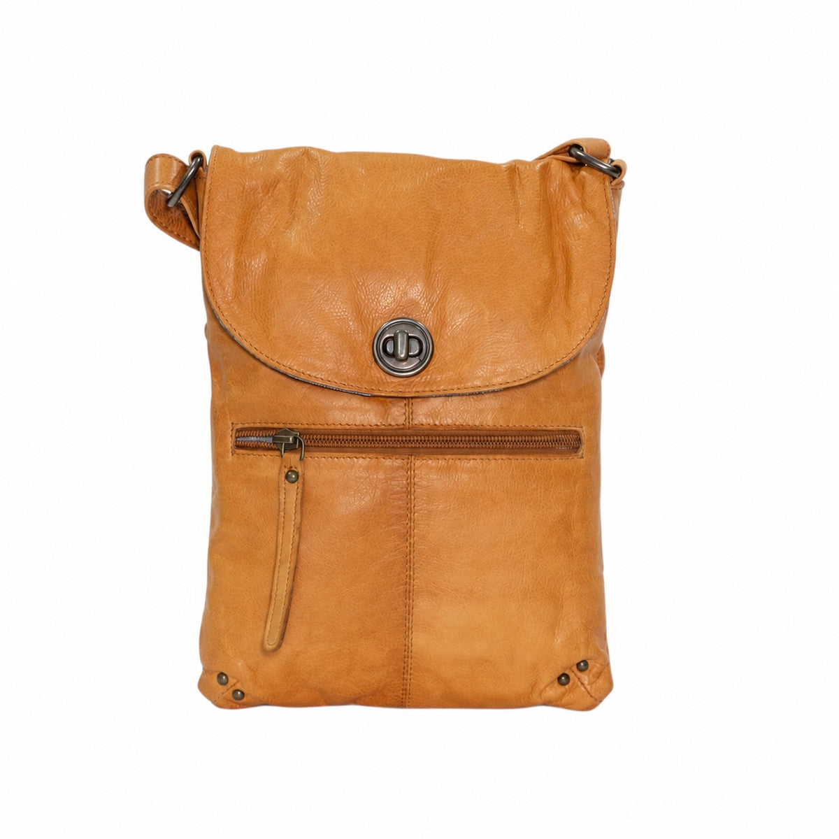 Rugged Hide Leather Crossbody Bag - Tayla  Tan