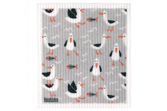 RetroKitchen Biodegradable Sponge Dish Cloth - Seagulls