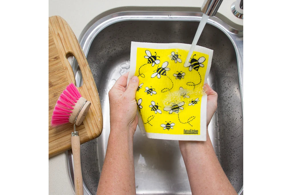 RetroKitchen Biodegradable Sponge Dish Cloth - Bees