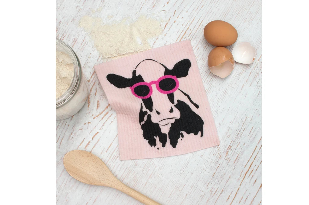 RetroKitchen Biodegradable Sponge Dish Cloth - Cow