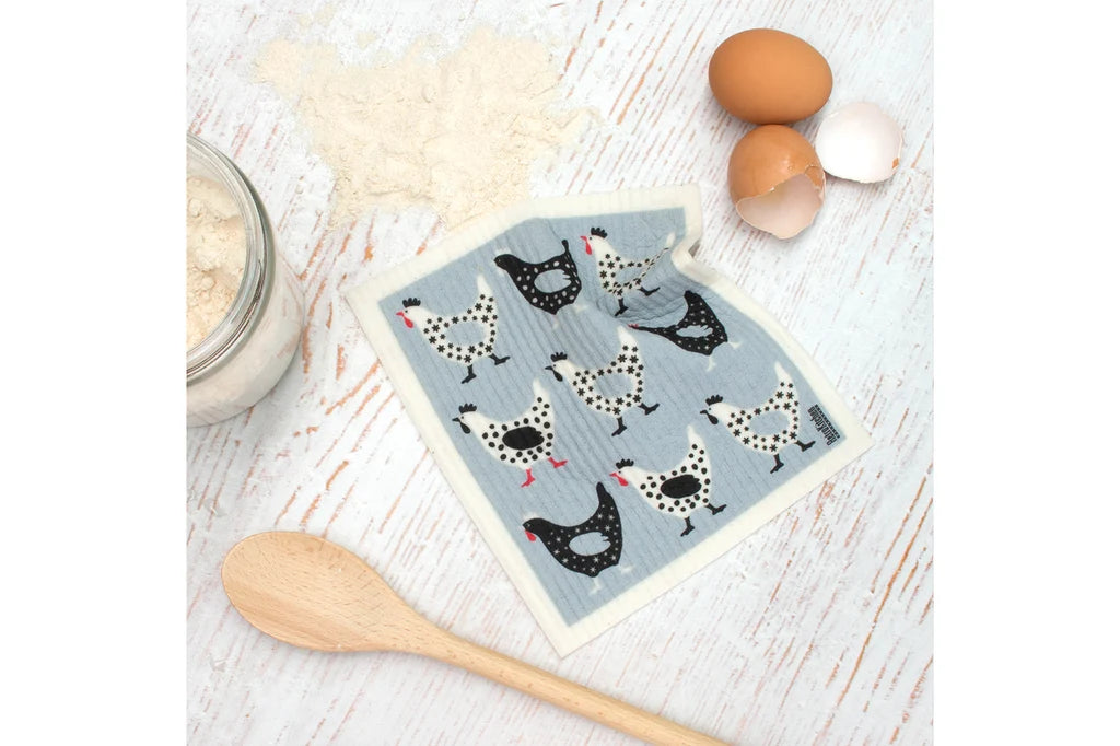 RetroKitchen Biodegradable Sponge Dish Cloth - Chickens