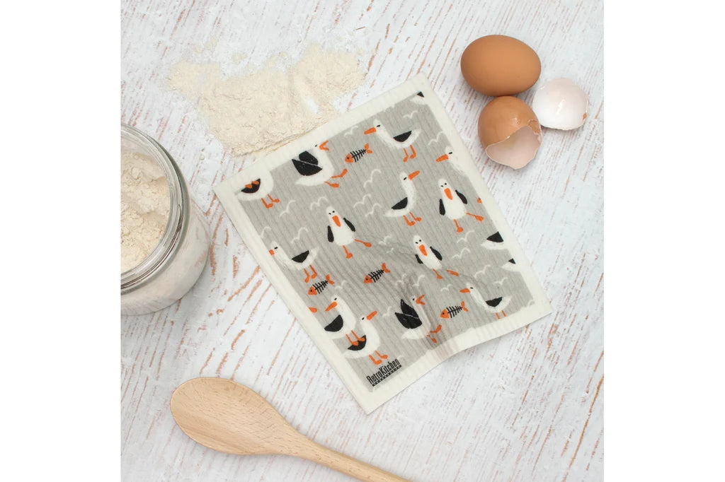 RetroKitchen Biodegradable Sponge Dish Cloth - Seagulls