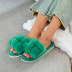 Pom Pom Slippers – Cosy Luxe -  Emerald Green