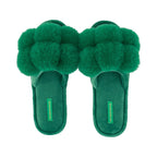 Pom Pom Slippers – Cosy Luxe -  Emerald Green