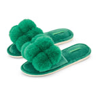 Pom Pom Slippers – Cosy Luxe -  Emerald Green