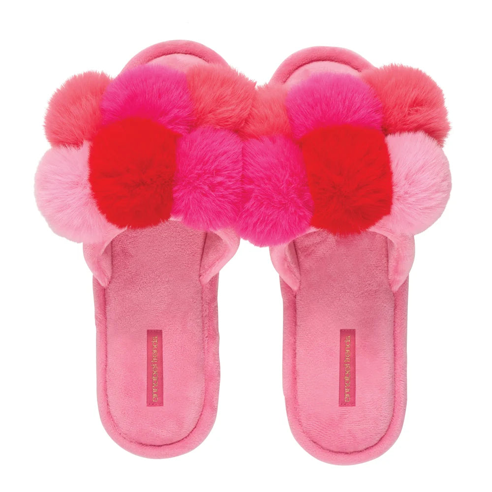 Pom Pom Slippers – Cosy Luxe -  Multi Pink