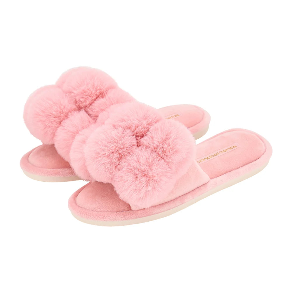 Pom Pom Slippers – Cosy Luxe - Shell Pink