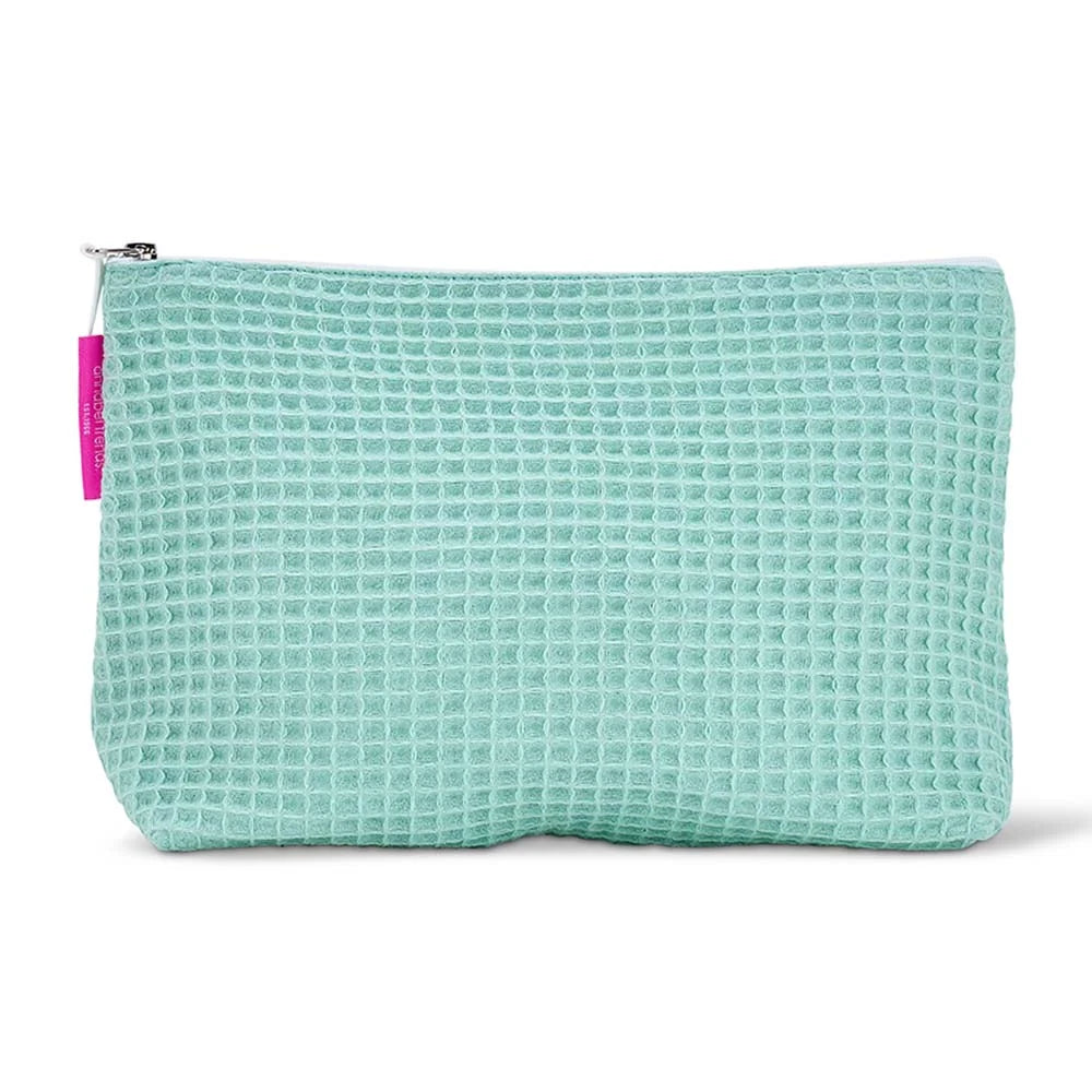 Cosmetics Bag - Waffle Cotton - Large - Mint