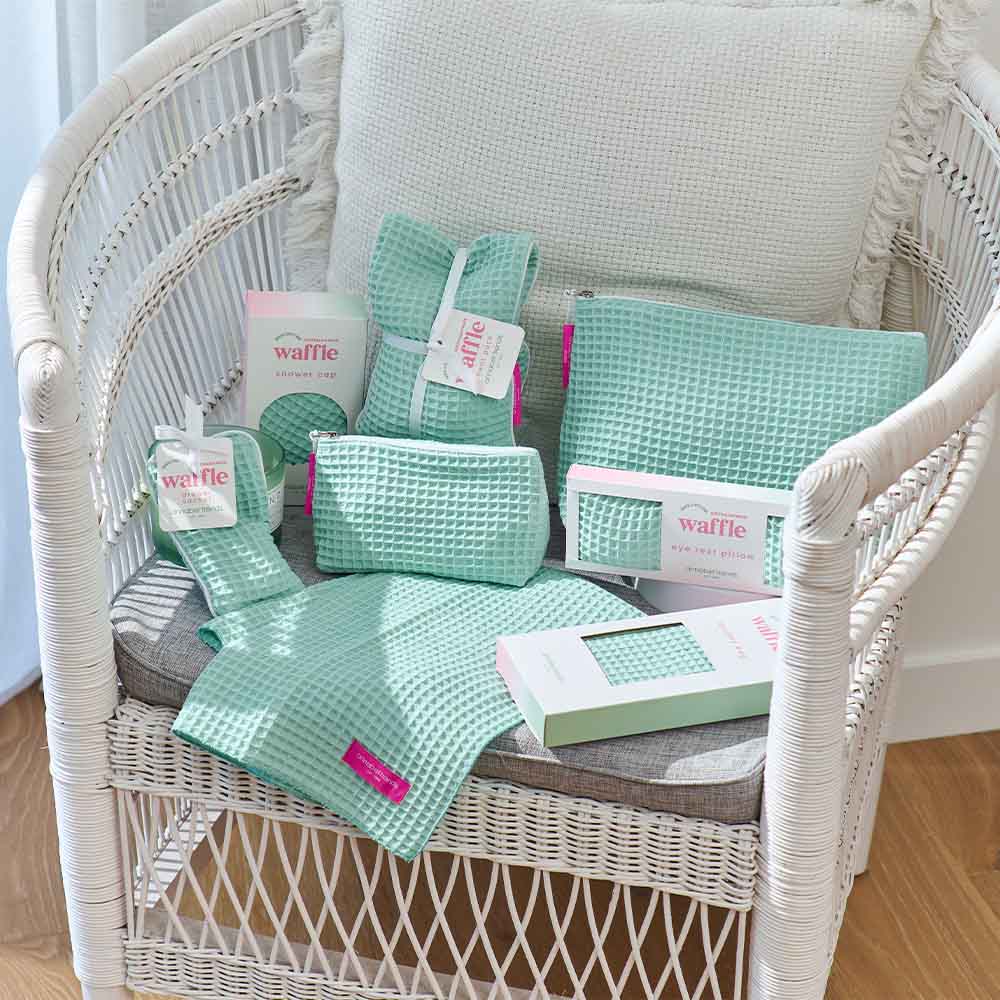 Cosmetics Bag - Waffle Cotton - Large - Mint
