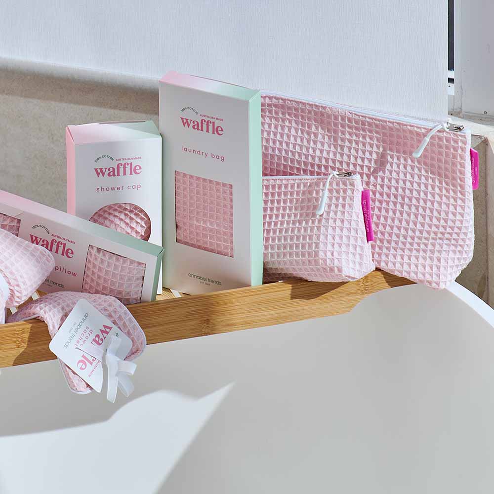 Cosmetics Bag - Waffle Cotton - Large - Pink