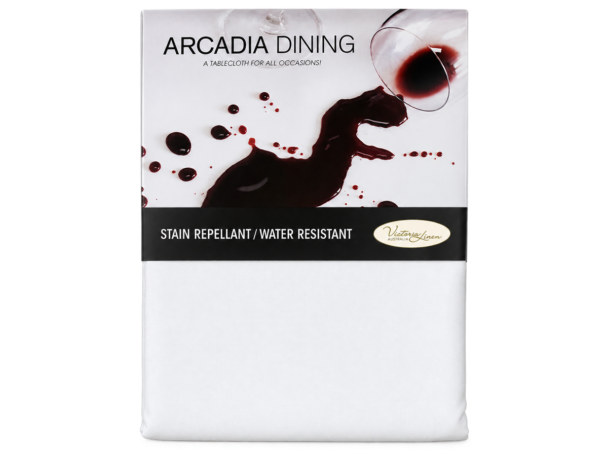 Polyester Stain Resistant Rectangle Tablecloth – 180x325cm White