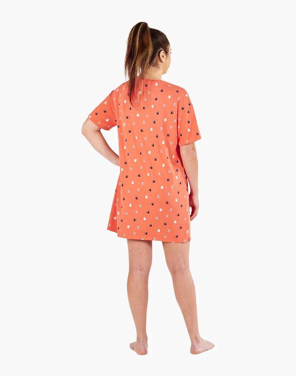 Womens Bamboo Jersey Nightie - Kitty Cat