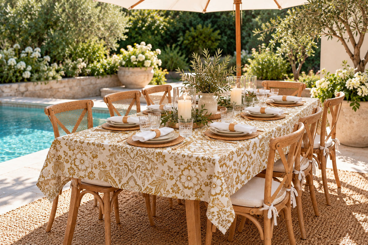 Mexican Oilcloth Tablecloth – Rectangle 120cm x 250cm - Eden Gold