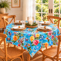 Mexican Oilcloth Tablecloth – Square 120cm x 120cm - Butterfly Blue