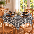 Mexican Oilcloth Tablecloth – Square 120cm x 120cm - Eden Black