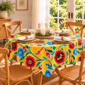 Mexican Oilcloth Tablecloth – Square 120cm x 120cm - Sweet Flower Yellow