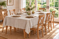 European Linen Stain Resistant Rectangle Tablecloth – 150x250cm Stripe