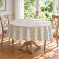 European Linen Stain Resistant Round Tablecloth – 150cm Blue Spots