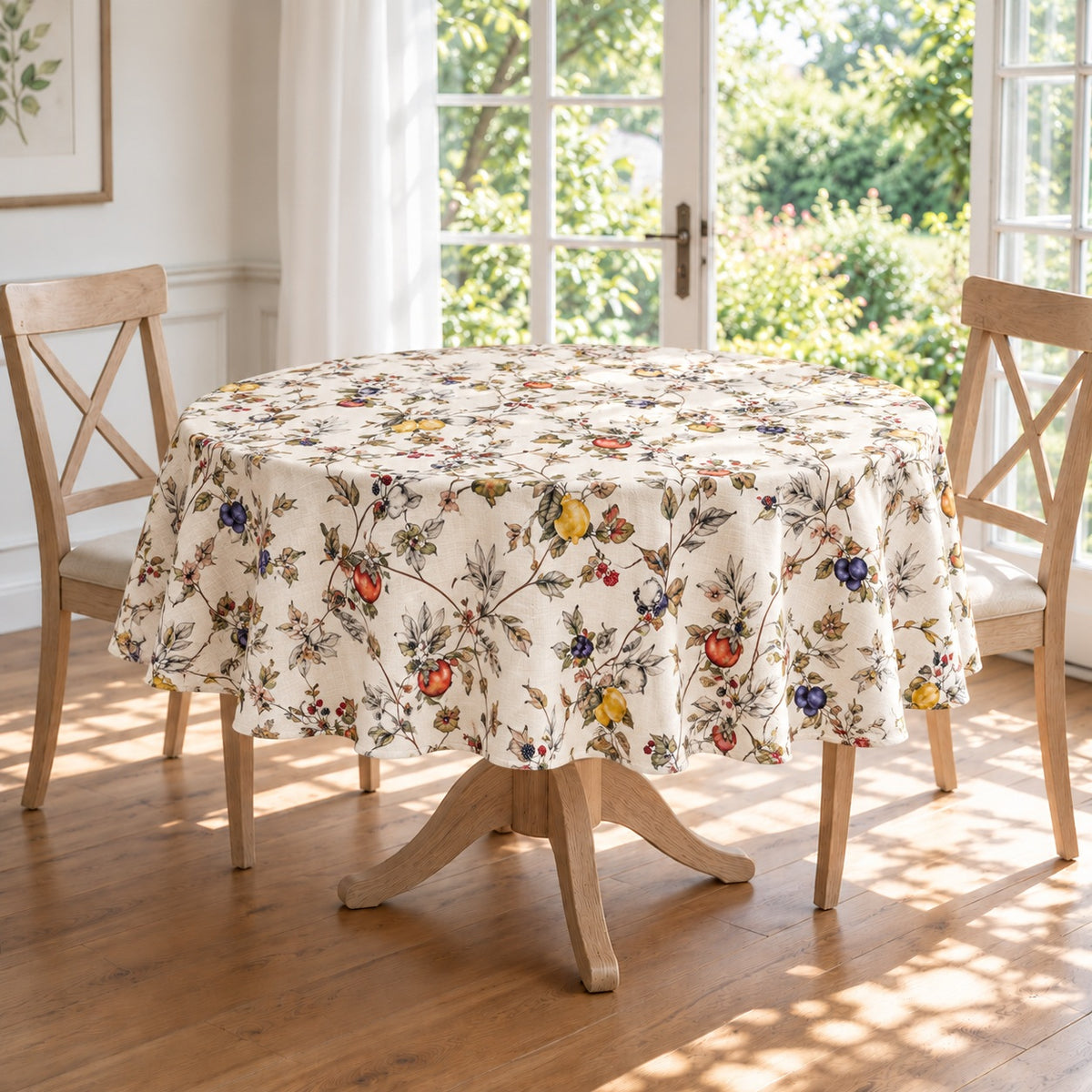 European Linen Stain Resistant Round Tablecloth – 150cm Pears