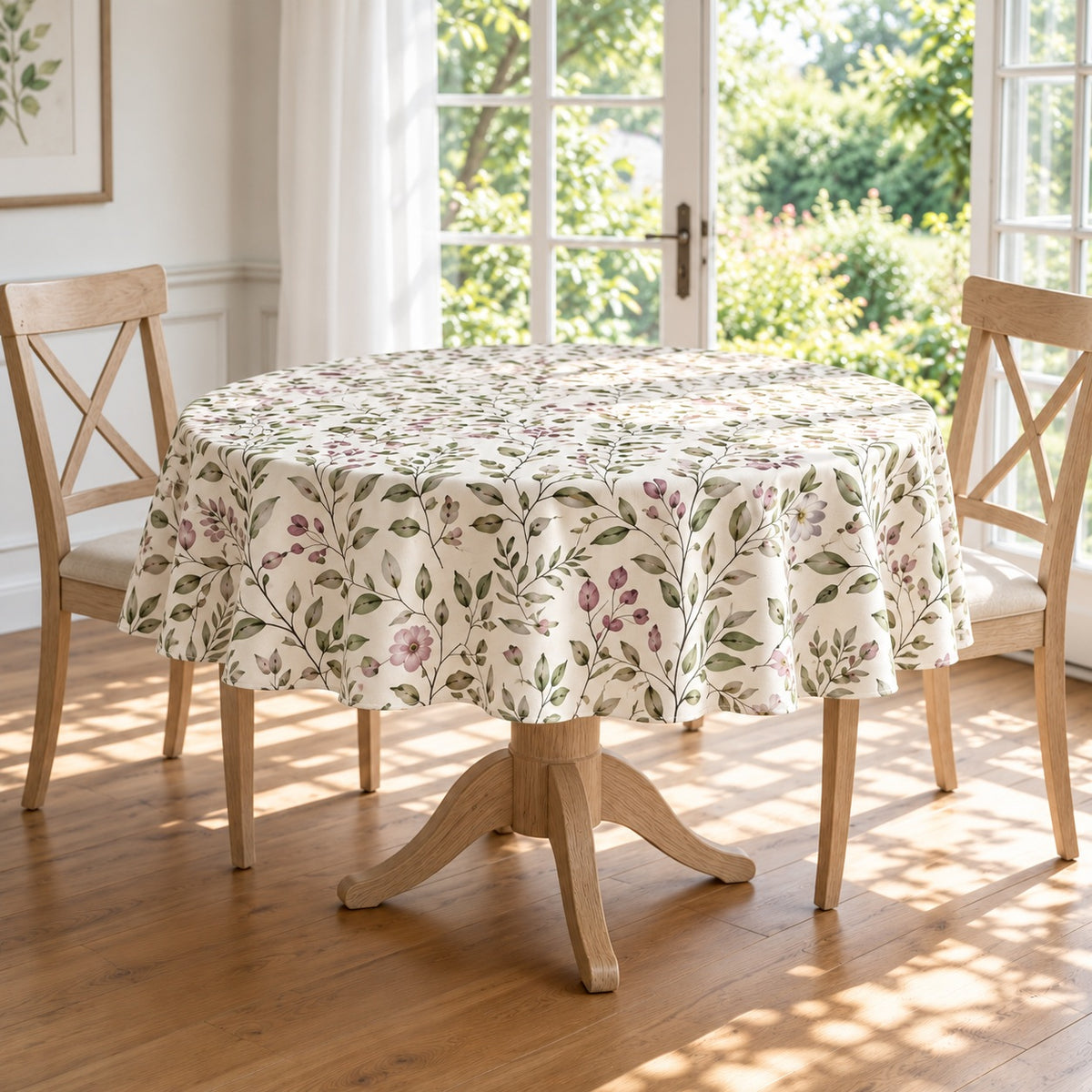 European Linen Stain Resistant Round Tablecloth – 150cm Primavera