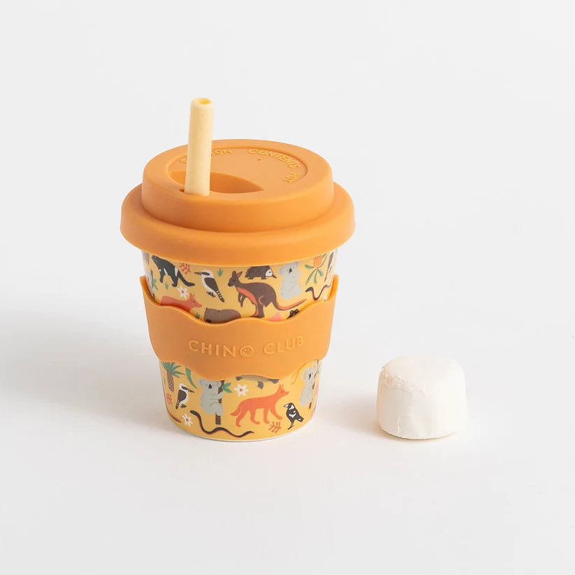 Bamboo Babychino Cup Silicone Lid & Straw - 4oz – Aussie Animals