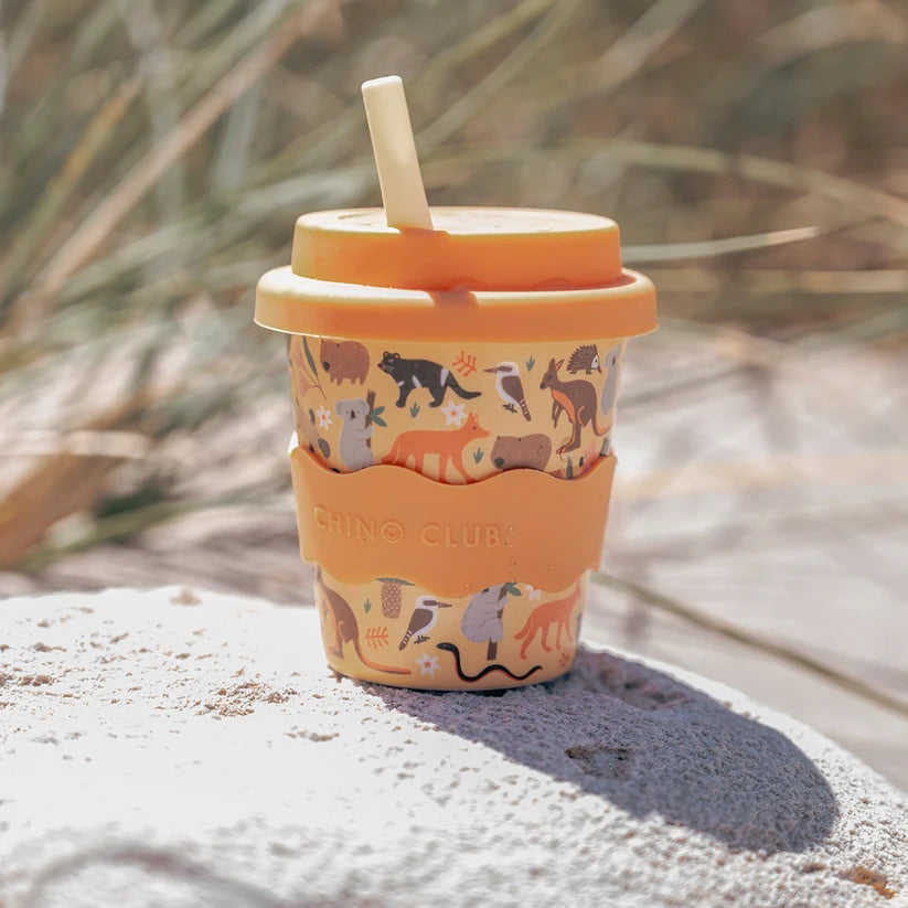 Bamboo Babychino Cup Silicone Lid & Straw - 4oz – Aussie Animals