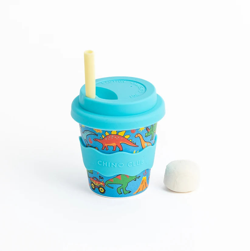 Bamboo Babychino Cup Silicone Lid & Straw - 4oz – Dinasaur & Monster Trucks