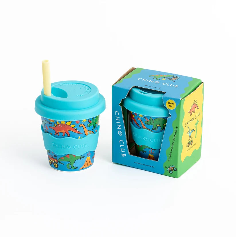 Bamboo Babychino Cup Silicone Lid & Straw - 4oz – Dinasaur & Monster Trucks
