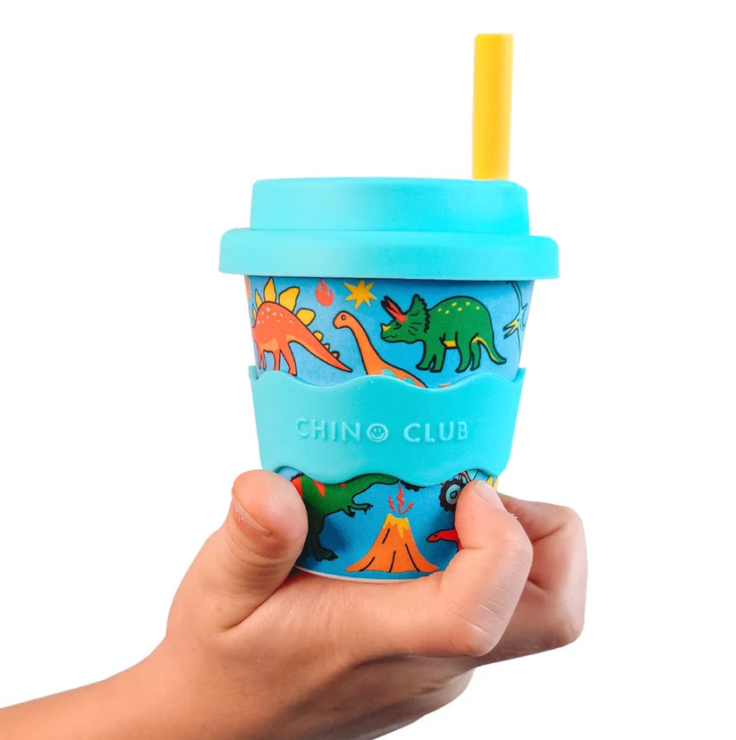 Bamboo Babychino Cup Silicone Lid & Straw - 4oz – Dinasaur & Monster Trucks
