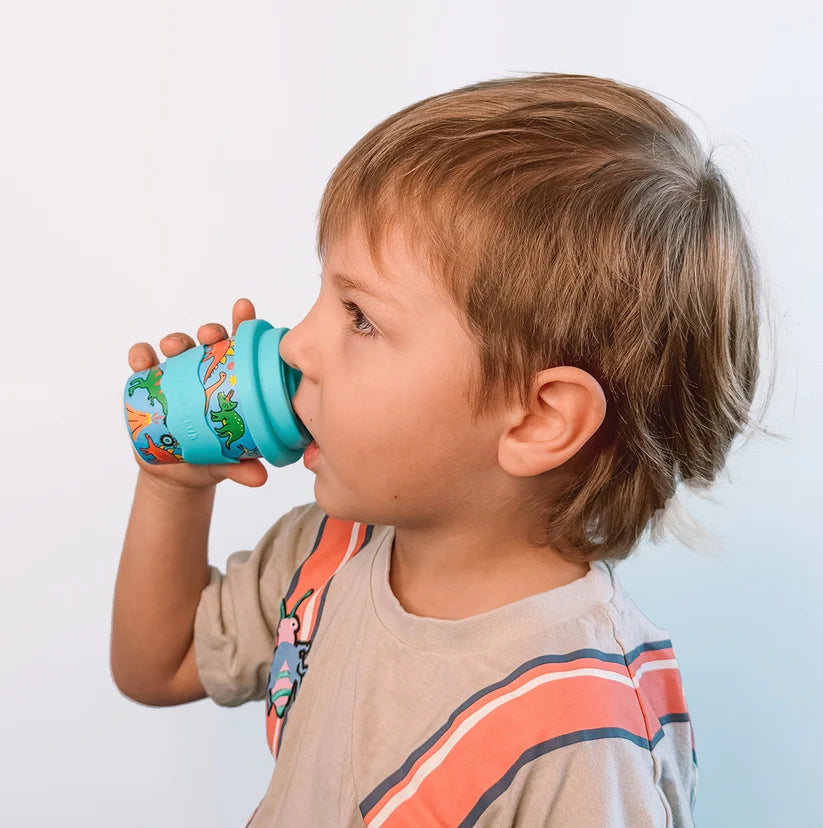 Bamboo Babychino Cup Silicone Lid & Straw - 4oz – Dinasaur & Monster Trucks