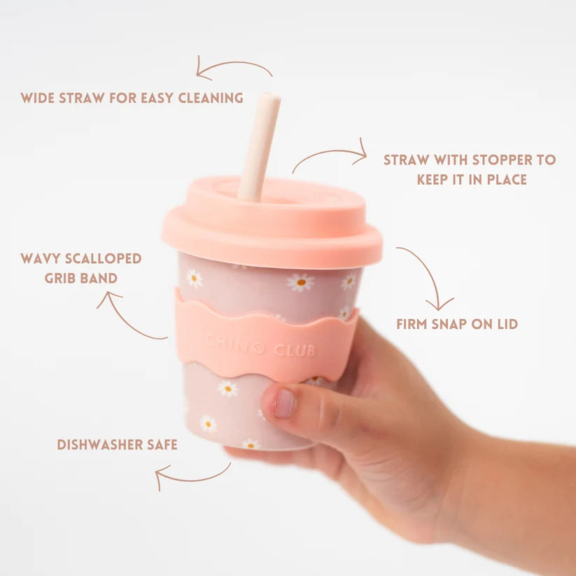 Bamboo Babychino Cup Silicone Lid & Straw - 4oz – Pink Daisy