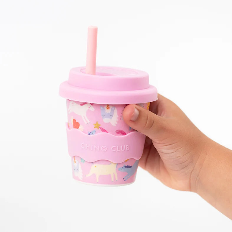Bamboo Babychino Cup Silicone Lid & Straw - 4oz – Pink Unicorn