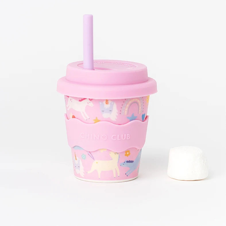 Bamboo Babychino Cup Silicone Lid & Straw - 4oz – Pink Unicorn