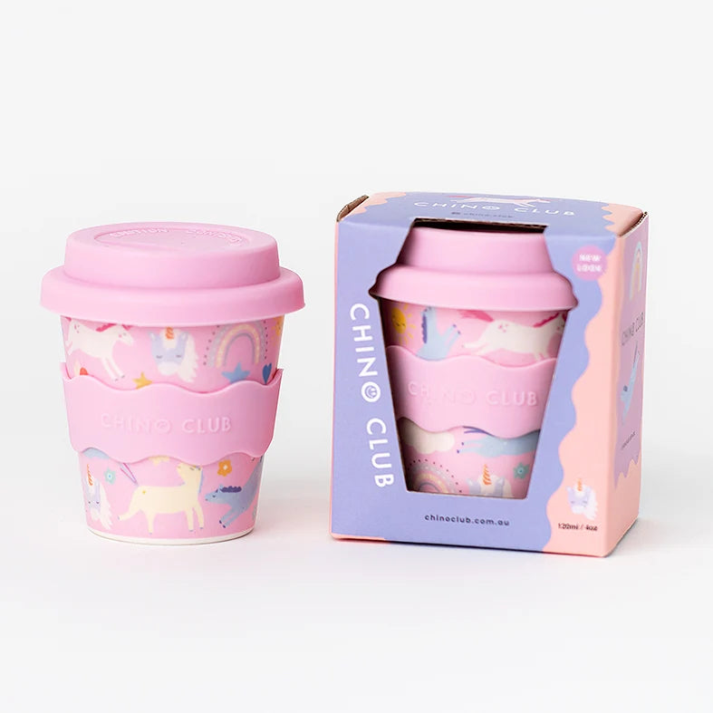 Bamboo Babychino Cup Silicone Lid & Straw - 4oz – Pink Unicorn