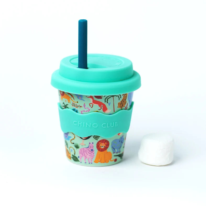 Bamboo Babychino Cup Silicone Lid & Straw - 4oz – Safari