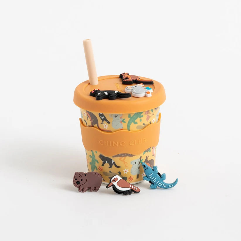 Bamboo Charm Kids Cup Silicone Lid & Straw - 8oz – Aussie Animals