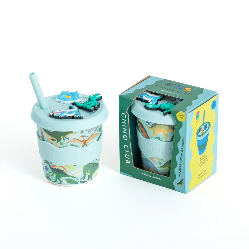 Bamboo Charm Kids Cup Silicone Lid & Straw - 8oz – Dinosaur