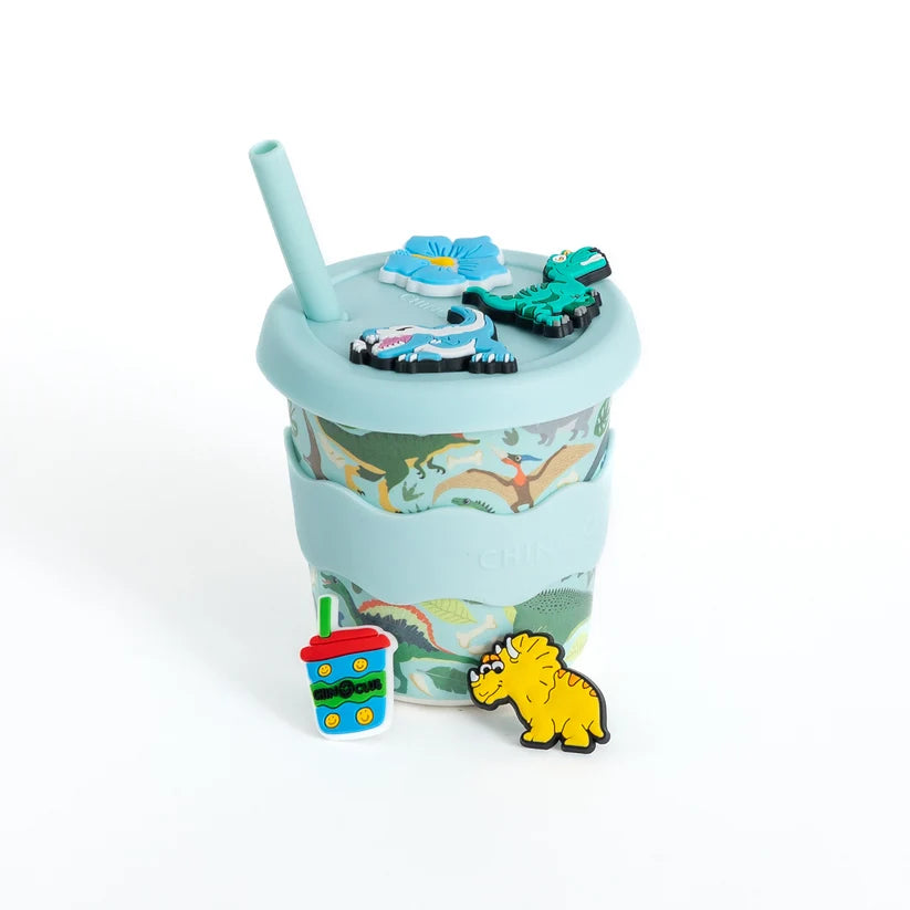 Bamboo Charm Kids Cup Silicone Lid & Straw - 8oz – Dinosaur