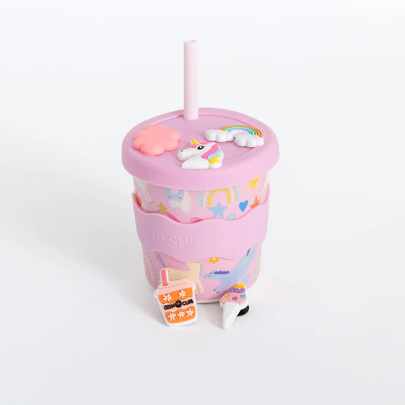 Bamboo Charm Kids Cup Silicone Lid & Straw - 8oz – Unicorn