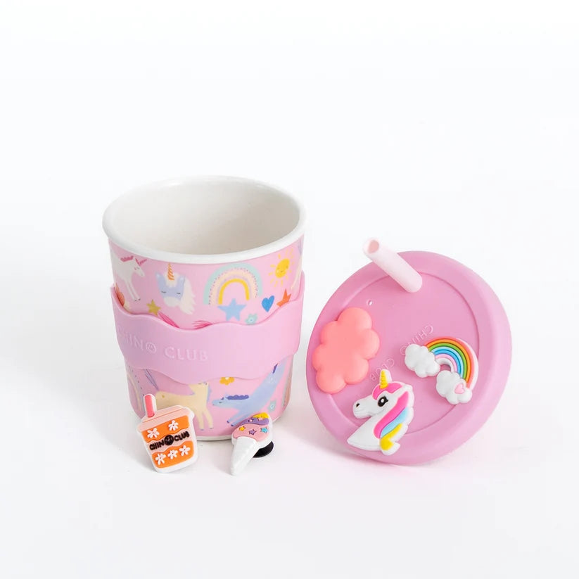 Bamboo Charm Kids Cup Silicone Lid & Straw - 8oz – Unicorn