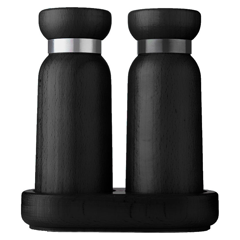 Bayeux Wood Salt and Pepper Grinder Set - Adjustable Ceramic Mechanism - Black