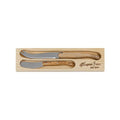 Laguiole Jean Neron 2pc Cheese Knife & Spreader Set - Olive Wood