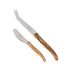 Laguiole Jean Neron 2pc Cheese Knife & Spreader Set - Olive Wood