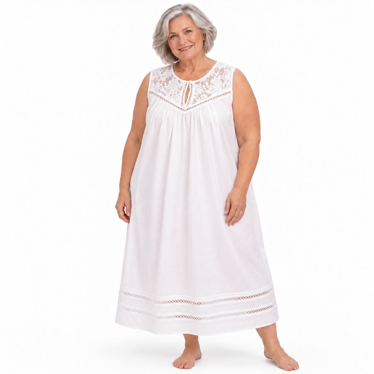 Jenny 100% Cotton Nightie - White